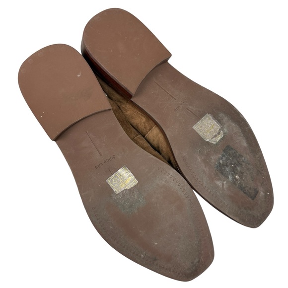 Anthropologie Dolce Vita Sallie Brown Suede Woven Chain Loafers - Picture 7 of 8